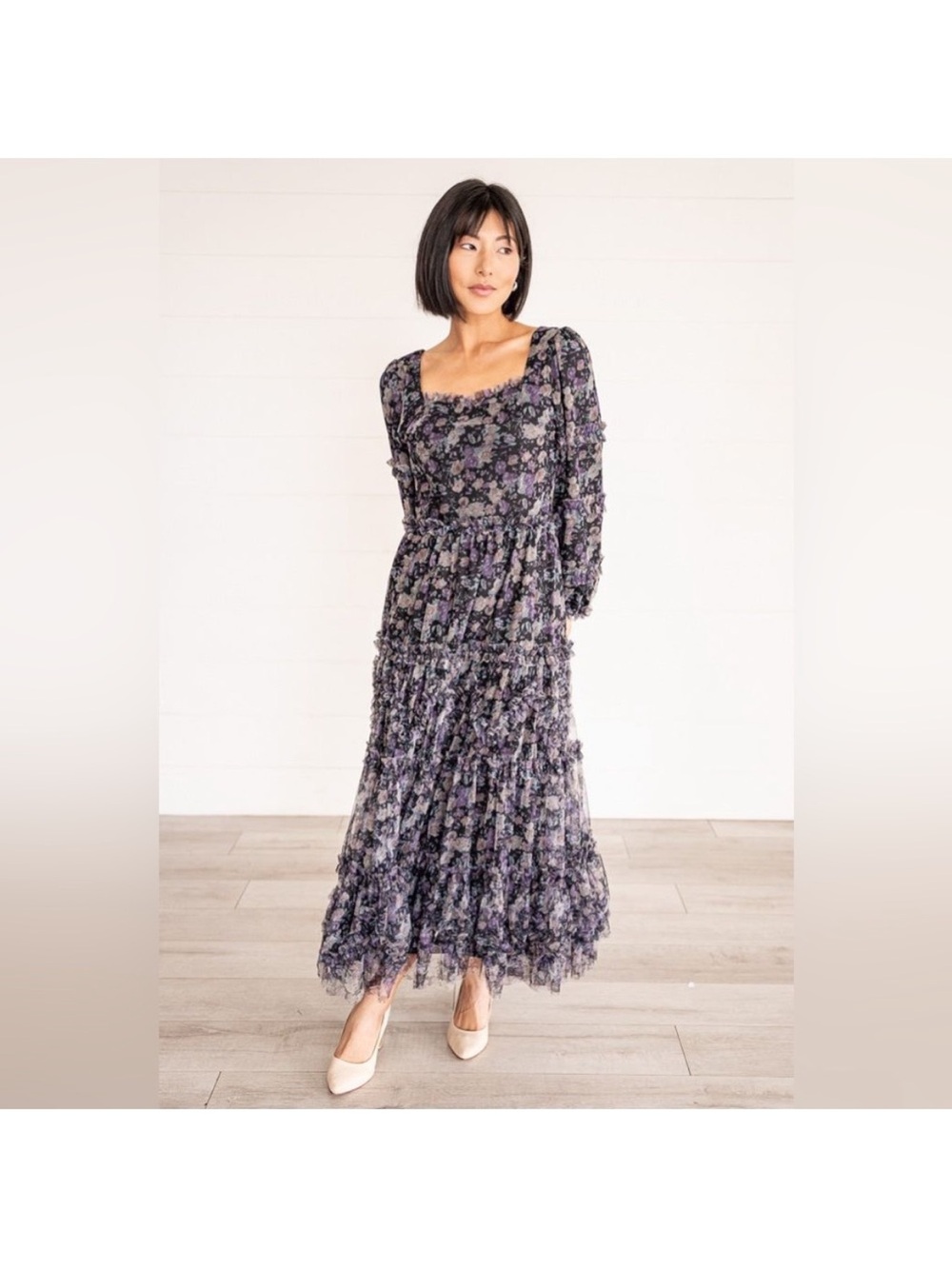 Ivy City Co Catherine Dress - Lavender Floral Tiered Maxi Dress